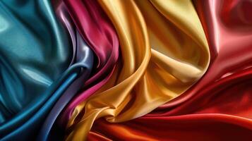 AI generated Captivating satin textures form an abstract design in vivid colors, exuding vibrancy and elegance photo