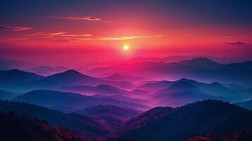 AI generated Sunset Over Mountain Range photo