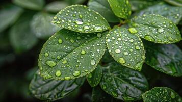 AI generated Green Leaf With Water Droplets photo