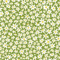 Seamless pattern with daisy flowers on a green background. Abstract simple botanical design for wrapping paper, covers and fabric vector