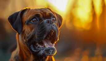 ai generado el perro se convirtió enojado y saliva llegó fuera de sus boca en pie en el parque fondo, ai generado foto