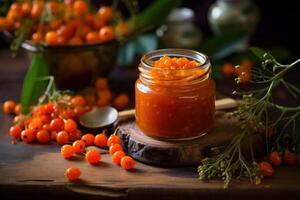 AI generated Nutritious Sea buckthorn jam. Generate Ai photo