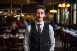 AI generated Communicative Restaurant manager. Generate Ai photo