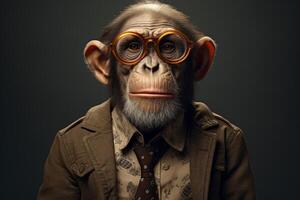 AI generated Whimsical Fancy suit top monkey portrait. Generate Ai photo