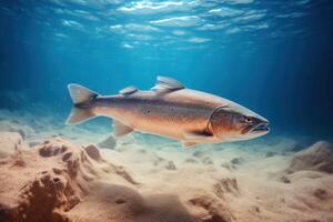 AI generated Agile Salmon underwater nature. Generate Ai photo