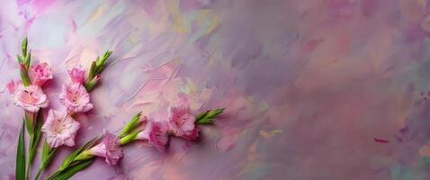 AI generated Pink Flowers on Purple Background photo