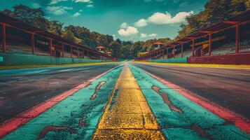 ai generado silencio calle con amarillo línea foto