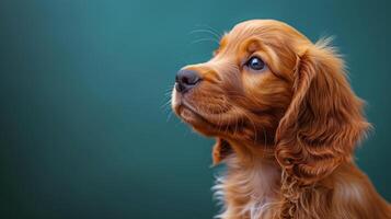 AI generated Close Up of a Dogs Face With Green Background photo