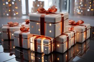 moderno alto tecnología estilo Navidad regalo caja con arco foto
