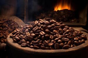 AI generated Dark Roasted coffee beans. Generate AI photo