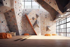 AI generated Detailed Rock climbing gym mockup. Generate Ai photo