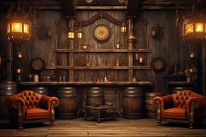 AI generated Bustling Saloon background. Generate Ai photo
