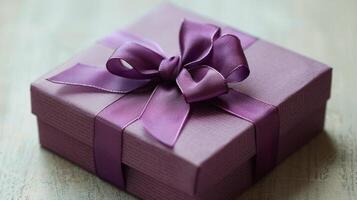 AI generated Close Up of Purple Wrapped Present photo