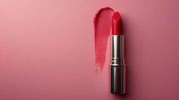 AI generated Lipstick on Pink Background photo