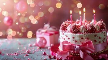 AI generated Birthday Cake With Candles photo