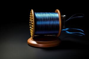 AI generated Spool blue needle. Generate Ai photo