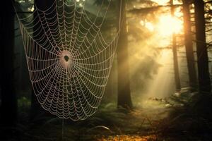 AI generated Intricate Spider web background. Generate Ai photo