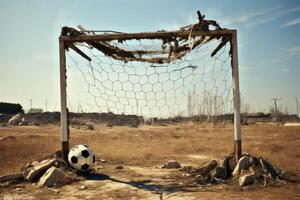 AI generated Interconnected Soccer ball net. Generate Ai photo