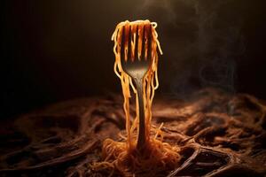 AI generated Spaghetti fork food. Generate AI photo