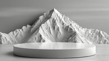AI generated Stone Table With Mountain Range photo