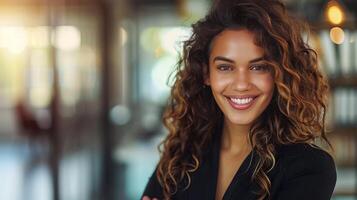 AI generated Smiling Woman With Curly Hair photo