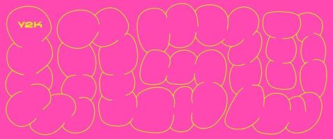 Abstract vector liquid organic blobs chain. Irregular shape liquid long element. Random cute childish wavy splodge form. Pink smooth pebble stone shape. Irregular oval abstract fluid amoeba figure