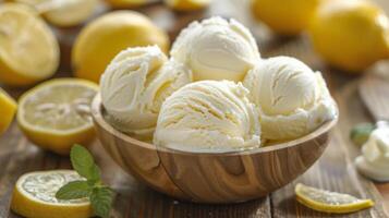 AI generated Bowl of Ice Cream With Lemons photo