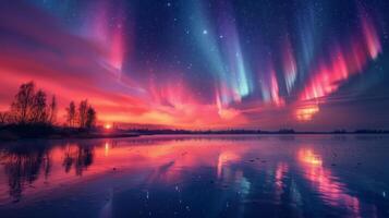 AI generated Cloud Heart Reflection in Lake photo