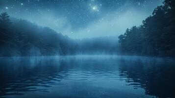 AI generated Moonlit Lake Among Trees photo