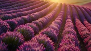 AI generated Lavender Field at Sunset photo