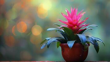 AI generated Plant in Blue Pot on Table photo