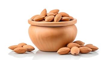 AI generated Almond nuts isolated on white background close up photo