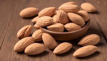 AI generated Almond nuts isolated on white background close up photo