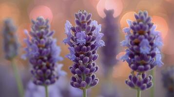 AI generated Cluster of Purple Flowers in Grass photo