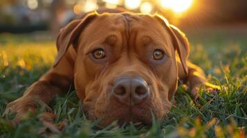 AI generated Dog Laying in Grass photo