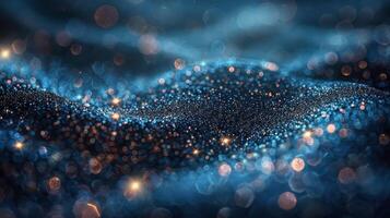 AI generated Blue Wave With Gold Glitters photo