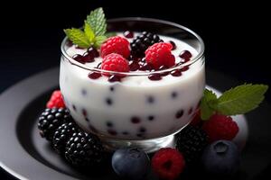 AI generated Luscious Milk pudding berry. Generate Ai photo