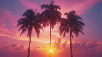 AI generated Palm Tree Overlooking Beach and Ocean photo