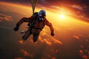 AI generated Picturesque Skydiver sunset. Generate Ai photo