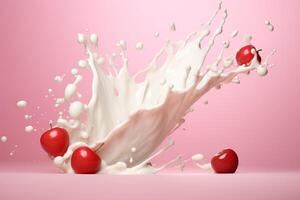 AI generated Frothy Milk yogurt splash. Generate Ai photo