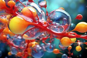 AI generated Vibrant Molecules colorful digital. Generate Ai photo