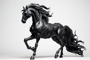 AI generated Graceful black horse. Generate Ai photo