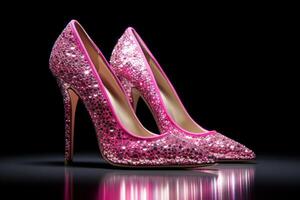 AI generated Sparkling pink stiletto. Generate Ai photo