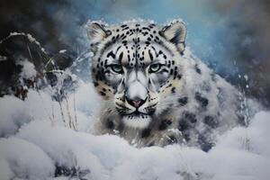 ai generado cauteloso nieve leopardo. generar ai foto