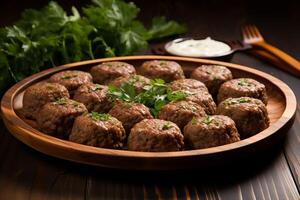 AI generated Nutritious Arabic kibbeh meal. Generate Ai photo