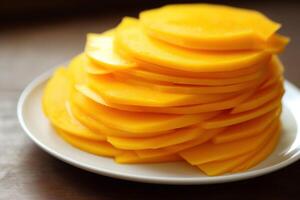 AI generated Tropical Mango slices fruit. Generate Ai photo