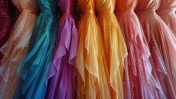 AI generated Group of Dresses Hanging on a Rack photo