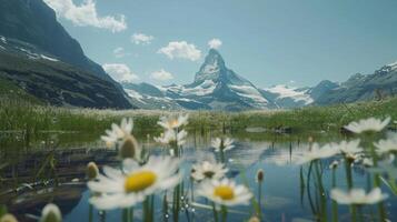AI generated Majestic Mountain Reflecting in Water photo