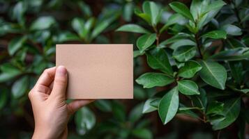 ai generado persona participación papel en frente de arbusto foto