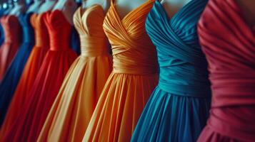 AI generated Rack of Colorful Dresses in Room photo